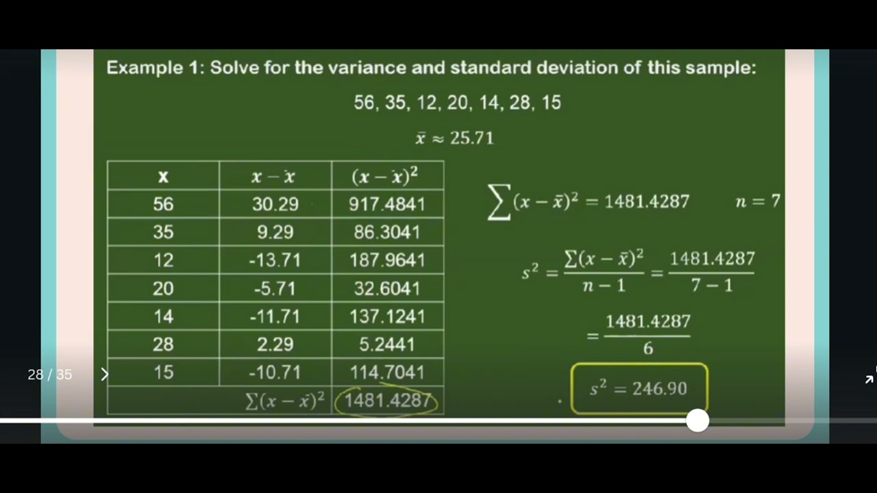 Variance and standard deviation ( Assessment of Learning) - YouTube