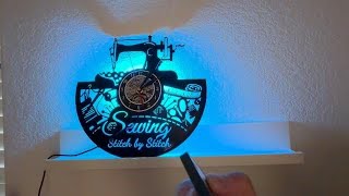 Themed laser cut clock with LED lights - made from a vinyl album!