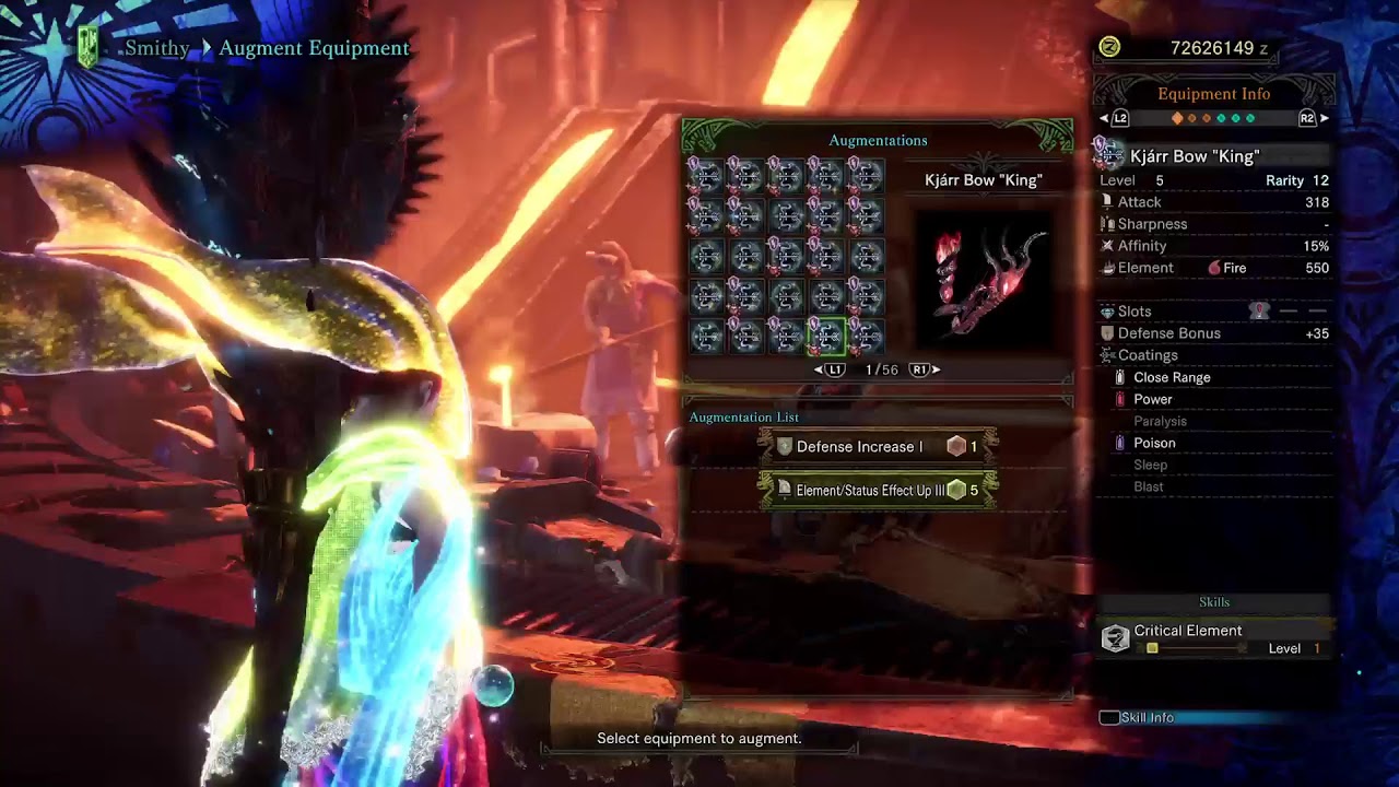 Fully Augmenting Kjarr Bow King Fire Element Bow Kulve Taroth WeaponMHW