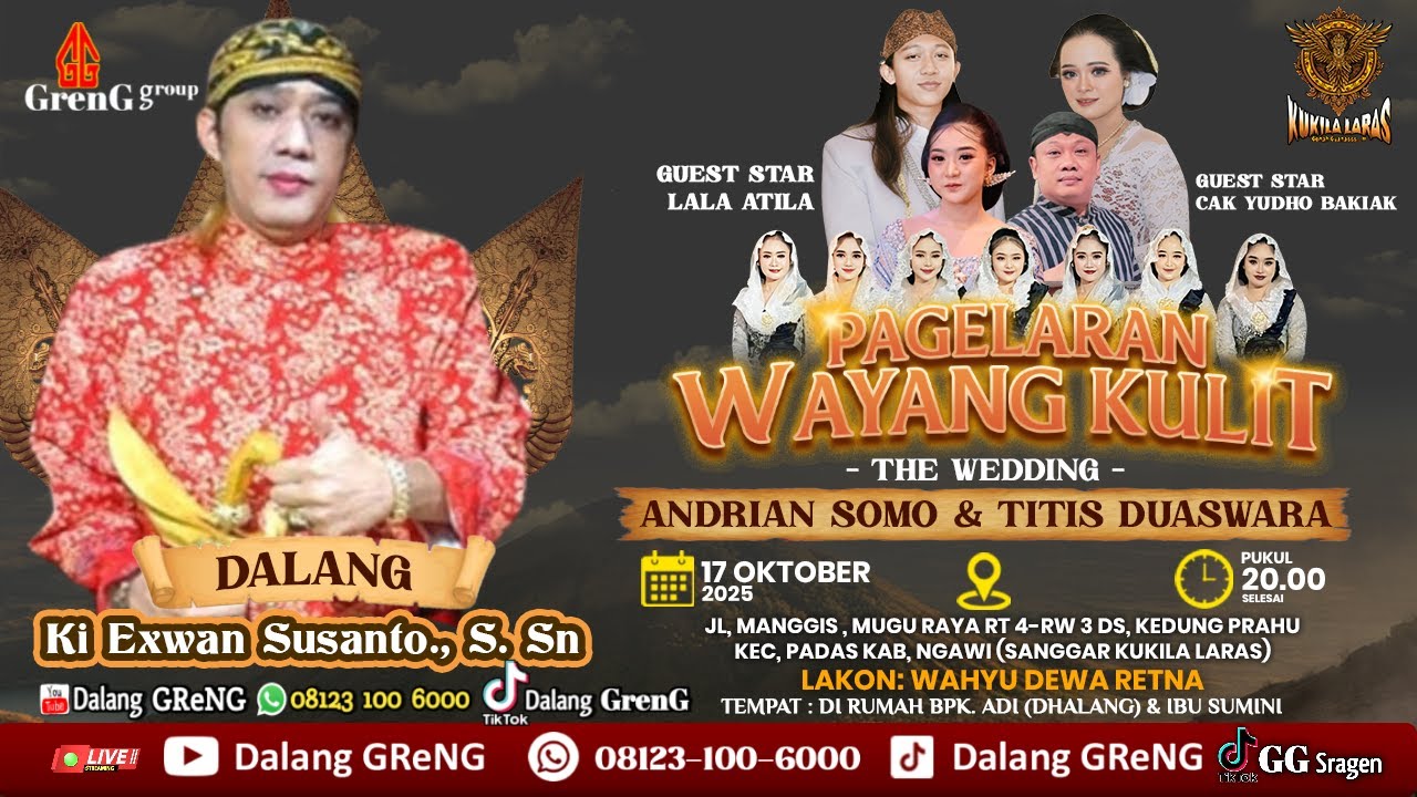 🔴 LIVE WAYANG KULIT Ki Dalang GReNG - Lakon WAHYU DEWA RETNA - BT. CAK YUDHO - LALA ATILA || NGAWI