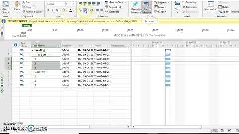 Starting a project in MS Project - task outdent and task indent English