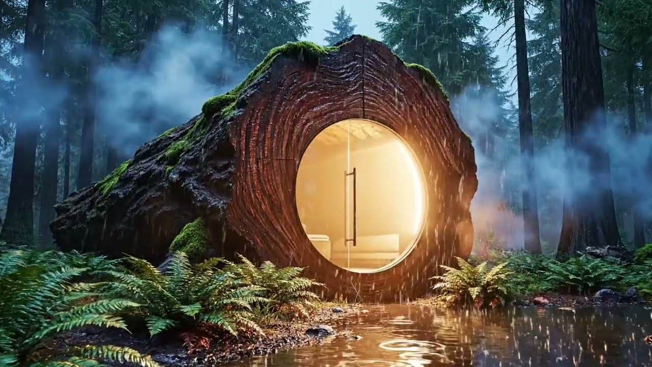 Building a Cozy Home Inside a Giant Jungle Log (ASMR)