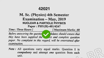 2019 Mdu Msc Phy 4th Sem Nuclear & Particle Physics Question Paper