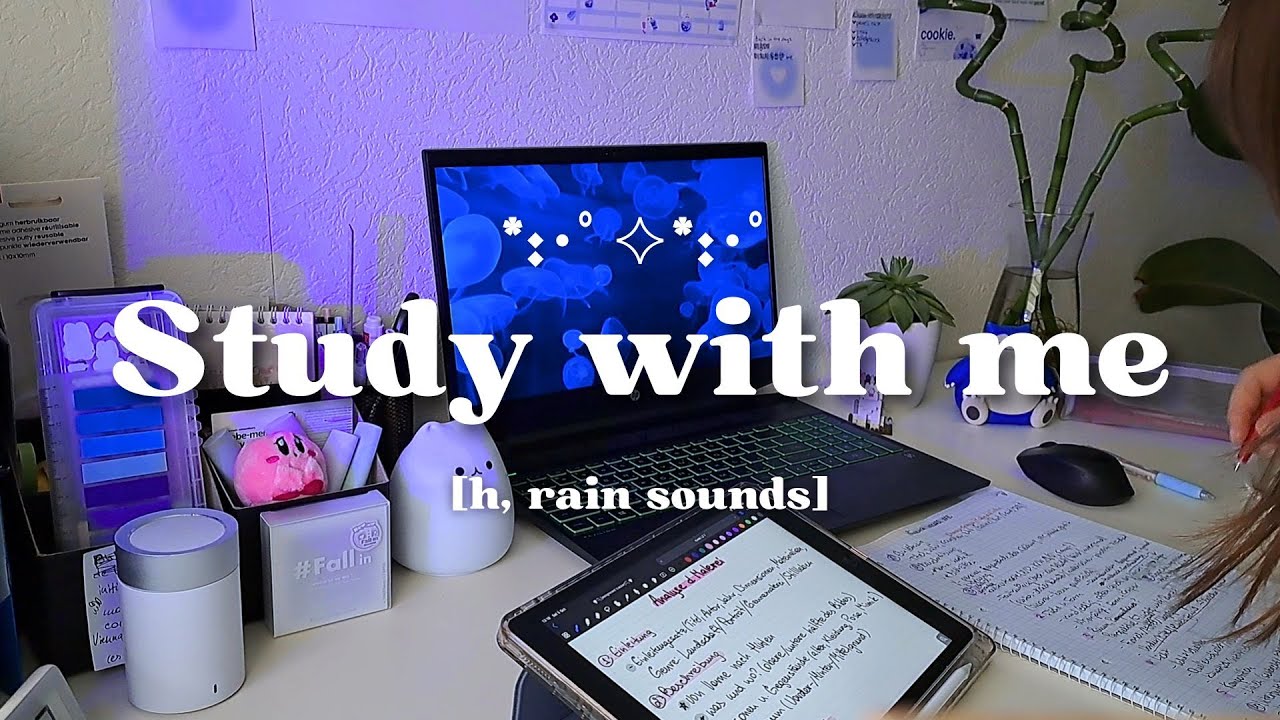 study with me while it’s RAINING🌧️💙📄 [1h, rain sounds, relaxing] - YouTube
