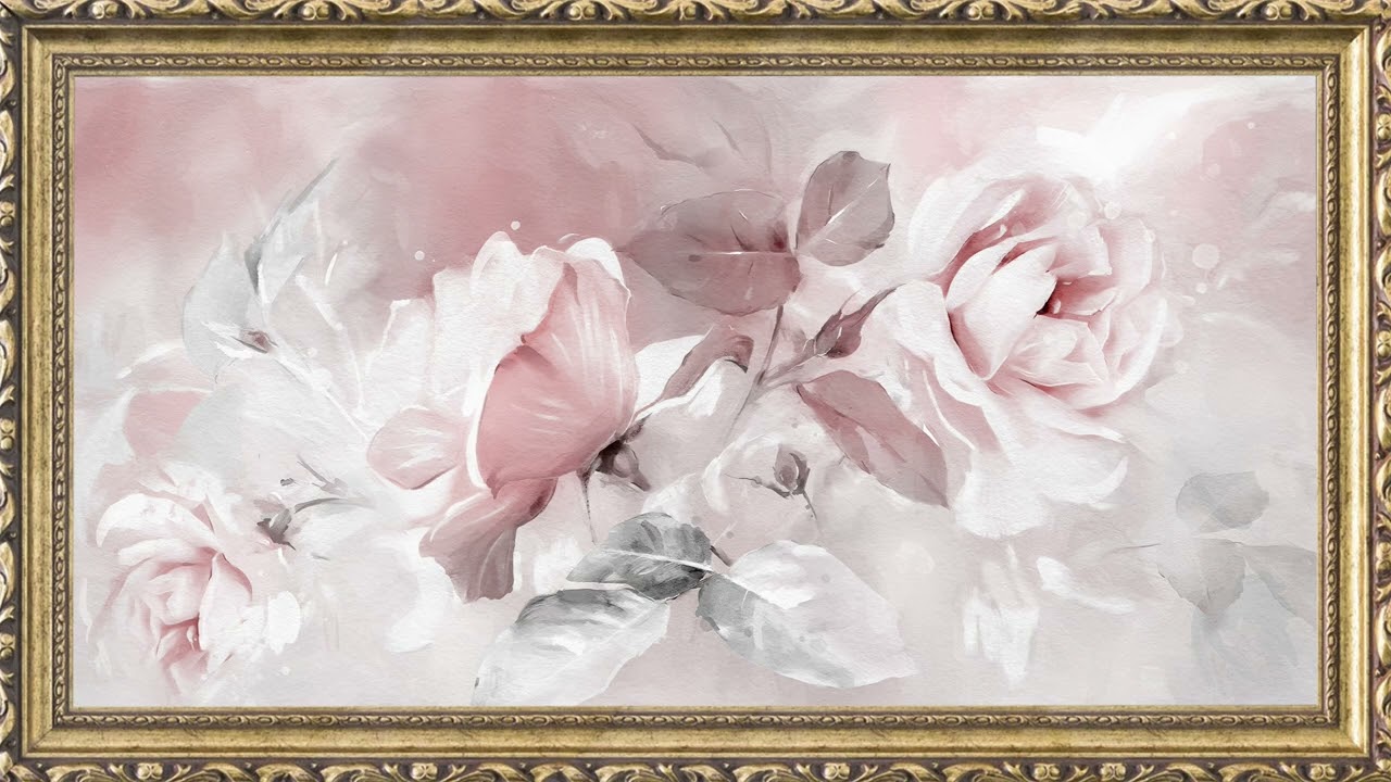 Soft Pink Rose Oil Painting | Free Background | 12 Hours Frame Art | TV Wallpaper | 4K