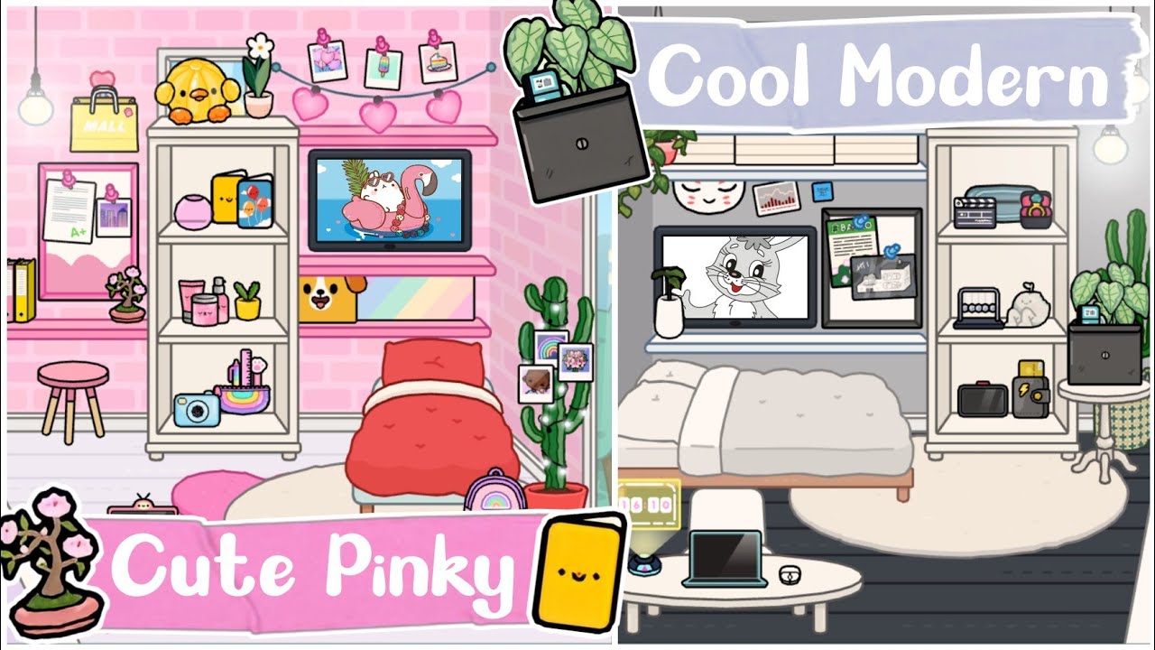 Toca Life World Cute Pinky VS Cool Modern Bedroom Design💖🖤 Toca