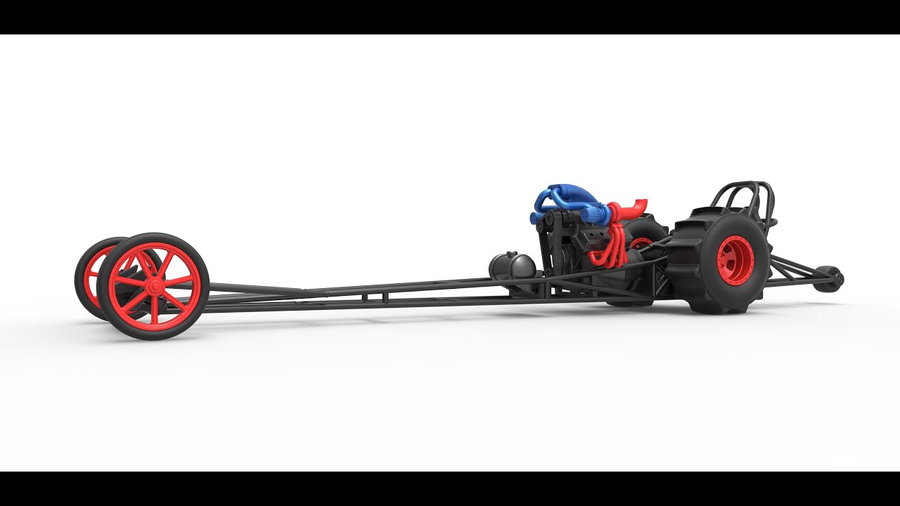 3D printable Front engine dirt dragster with turbo V8 Scale 1:25 3D ...