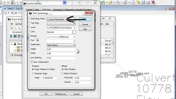 InRoads Survey Options working with symbols, points, and elevations