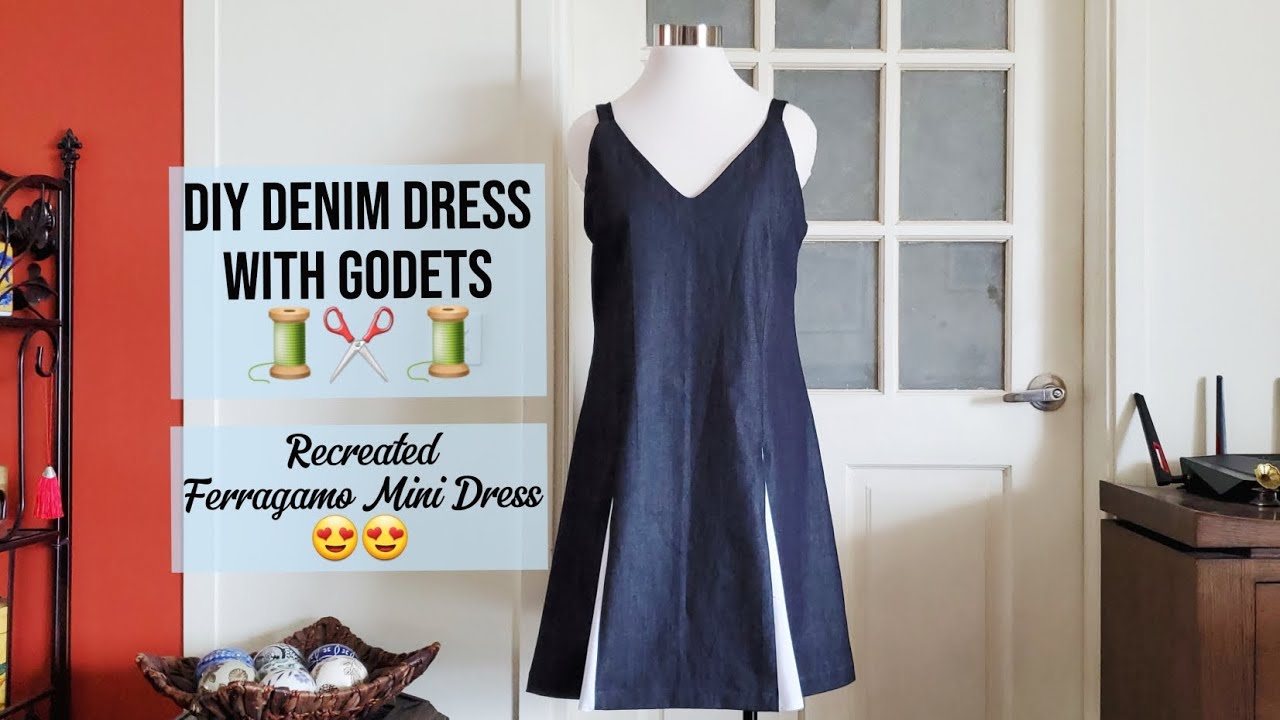 Recreated Ferragamo Dress | DIY Denim Dress With Godets | Sewing Vlog 👗✂️🧵❤