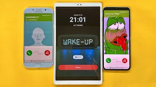 Alarm Clock \u0026 Incoming Call Samsung Three Tab A7, Galaxy A7, Z Flip, fake vs real calls