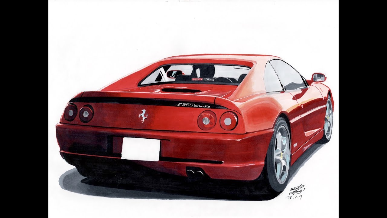 【車絵】【Car Drawing 】 Ferrari F355 berlinetta Drawing 車 イラスト