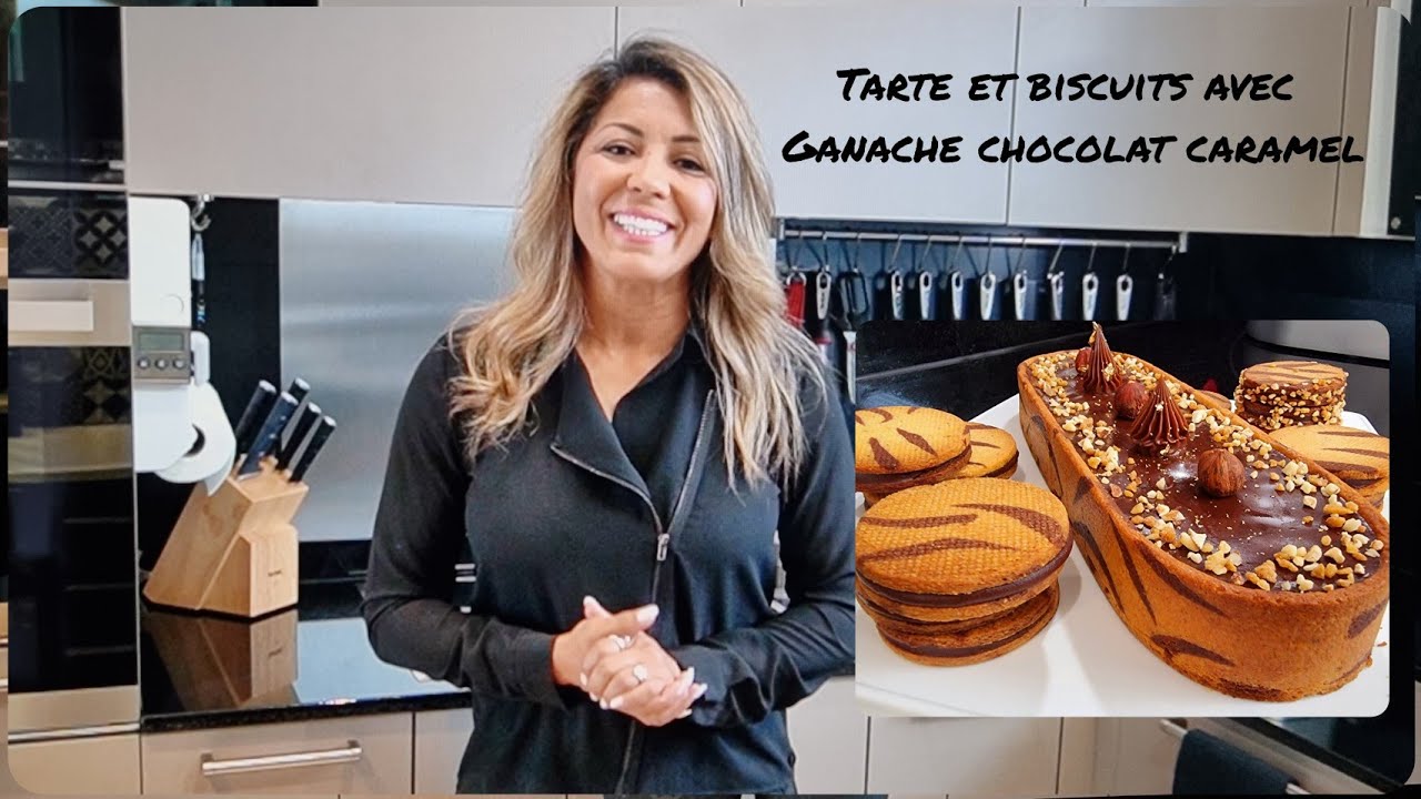 Tarte et biscuits tigrés avec une délicieuse ganache chocolat caramel beurre salé