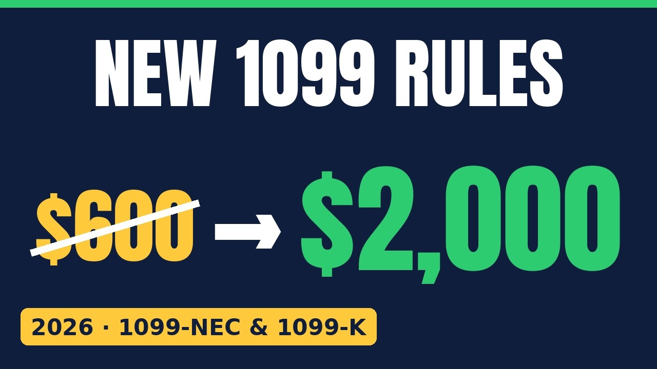 New 1099 Rules 2026: $2,000 1099-NEC & $20K/200 1099-K Explained - YouTube