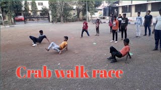 Crab walk race/ recreational game/ मनोरंजनात्मक खेळ