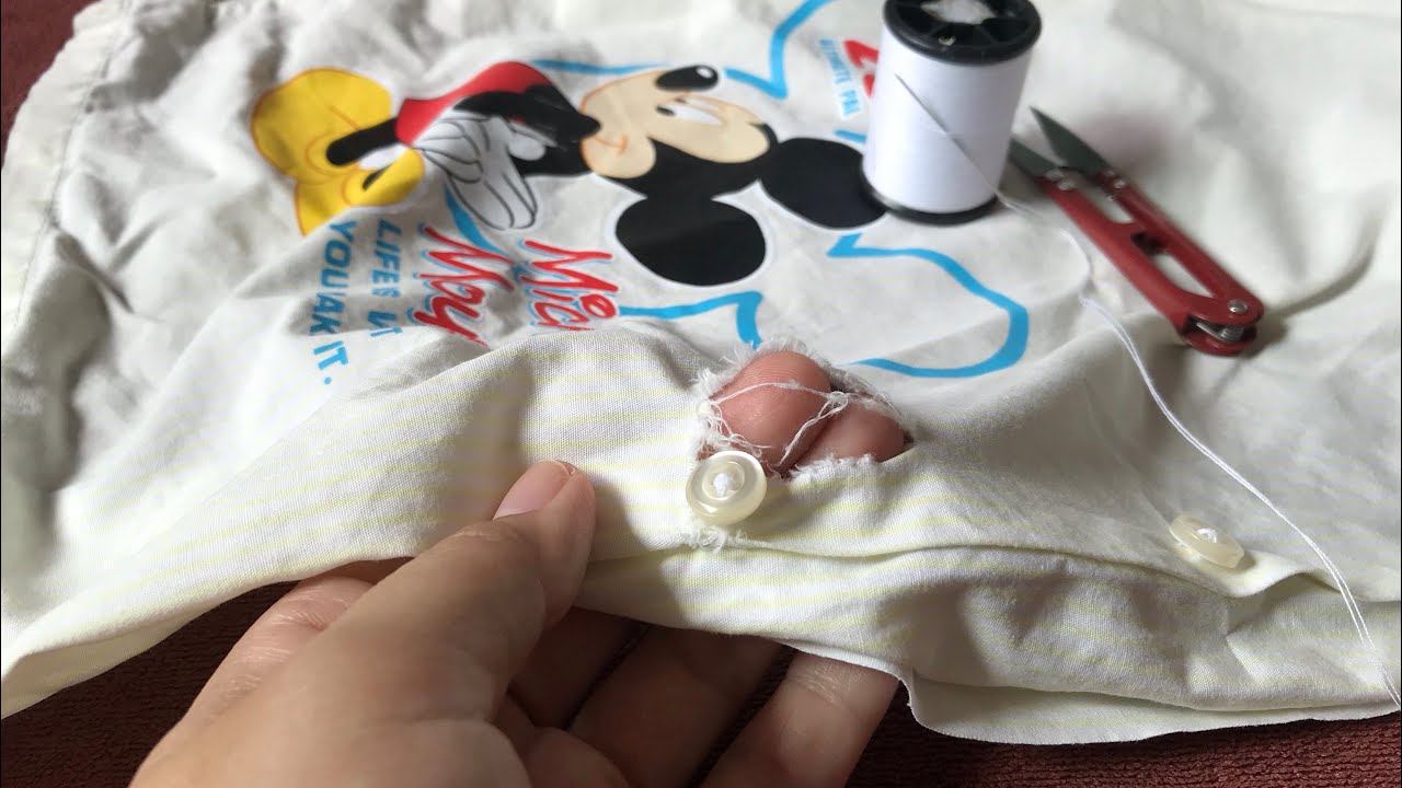How to repair hole on shirt Fix hole on pajamas by yourself sewing 