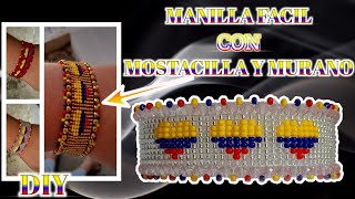 🇨🇴MANILLA FACIL / MOSTACILLA CON MURANO / EN TELAR / CORAZONES TRICOLOR (PASO A PASO) easy to make