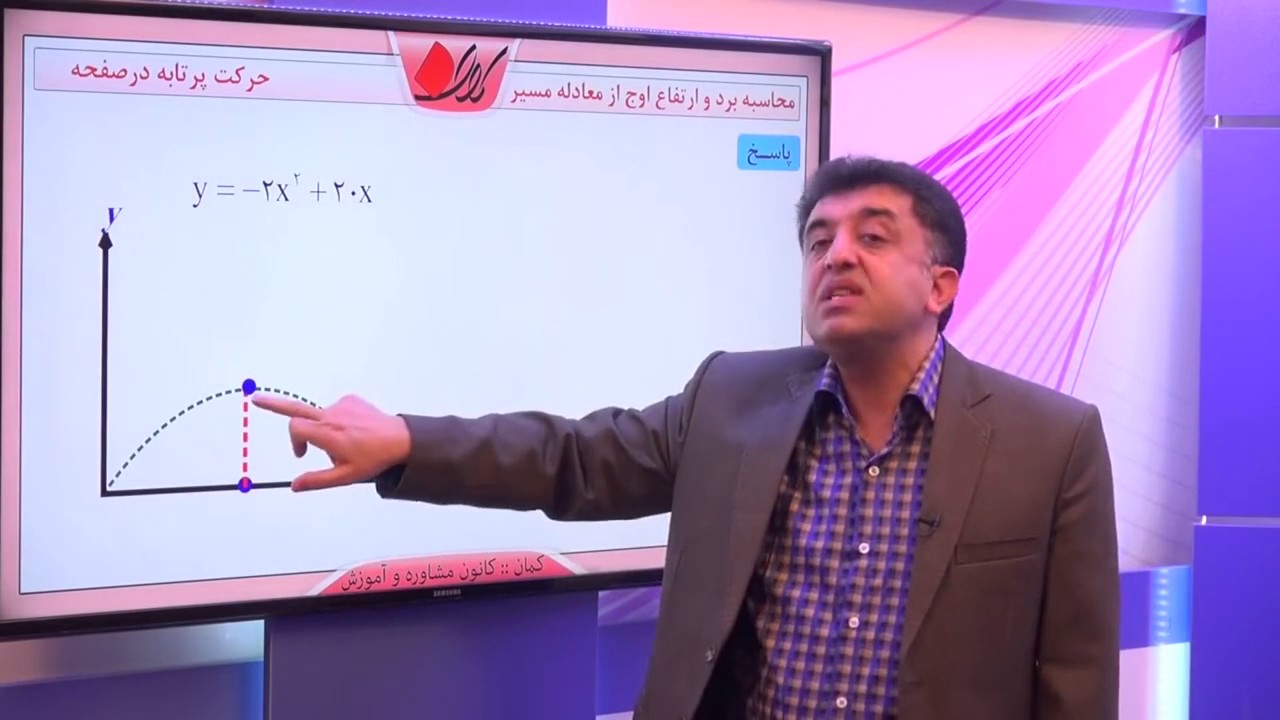 فیزیک کنکور - حرکت شناسی - محاسبه برد و ارتفاع اوج از روی معادله مسیر