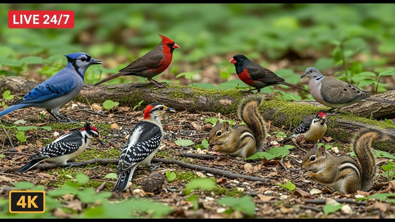 🔴 24/7 LIVE: Cat TV for Cats to Watch 😺 Adorable Birds and Squirrels 4K