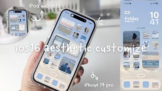 iOS16 aesthetic customization! 💙 | custom lock screen, widgets, icons tutorial ✨ screenshot 1