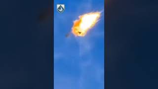 Epic moment of interception of Russian kamikaze drone #Shahed by #APKWS missile #ukraine #russia