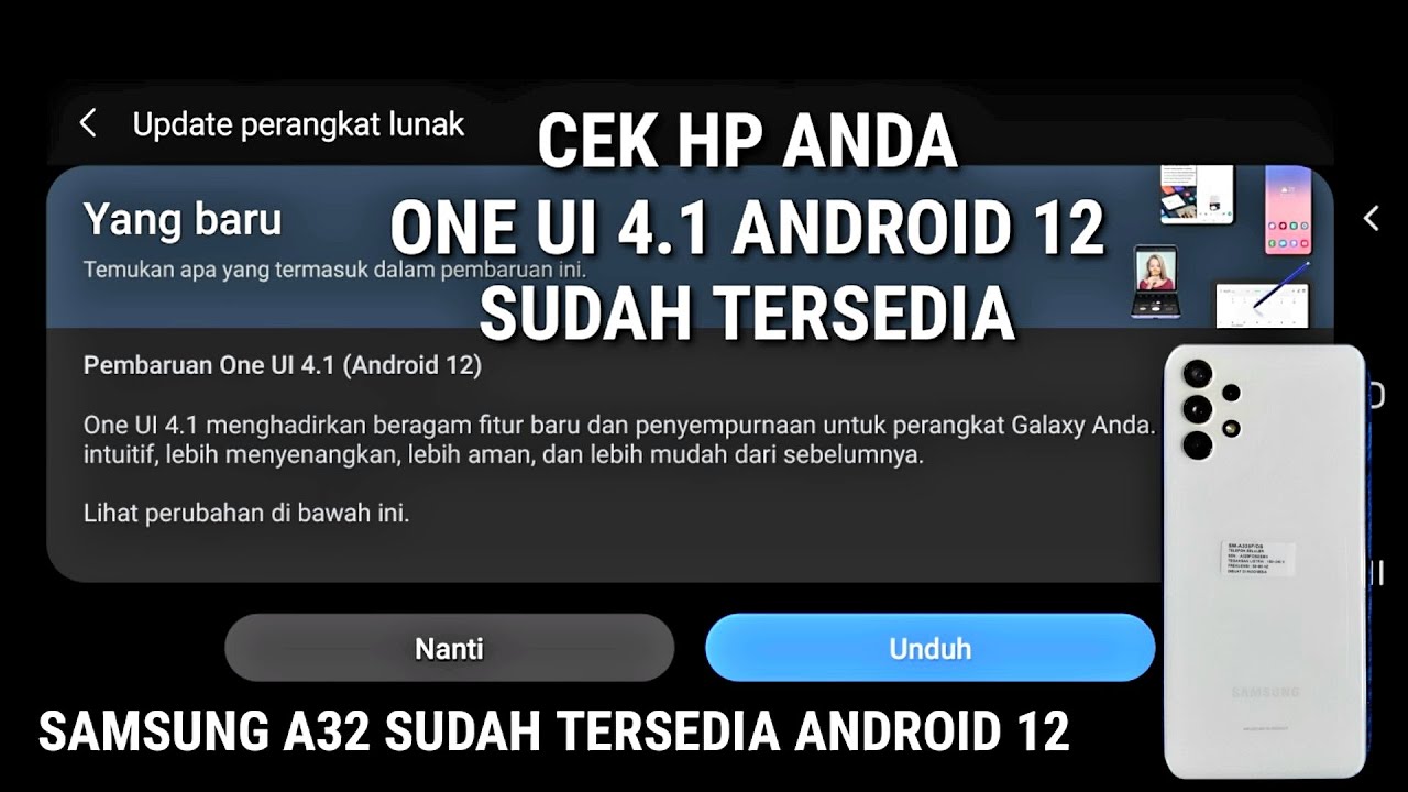SAMSUNG A32 4G SUDAH ANDROID 12 ONE UI 4.1 CEK HP ANDA MASING-MASING ...