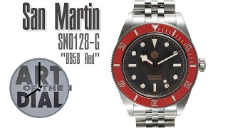 San Martin watch review SN0128-G Red/Burgundy BB58 Snowflake Homage - Art of the Dial