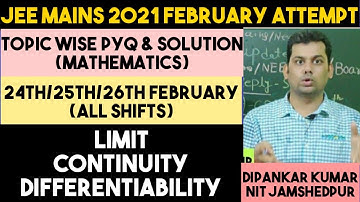 Jee Main 2021 February Session Limit Continuity Differentiability Previous year Question & Solution.