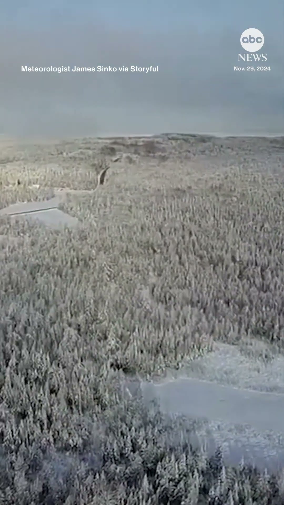 Drone captures snowy landscape in Maine