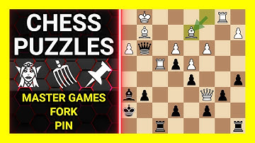 Chess Puzzles to Practice. Themes: Master games, Fork, Pin. Learn Chess