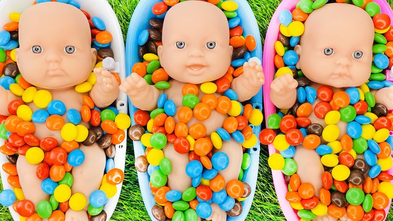 3 Minutes Satisfying Video Mixing Funny Candy ASMR Make Up in 3 Bathtubs with Eggs Slime Rainbow