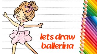 تعليم الرسم للاطفال خطوة بخطوة ـ رسم راقصة باليه سهلة للأطفال
