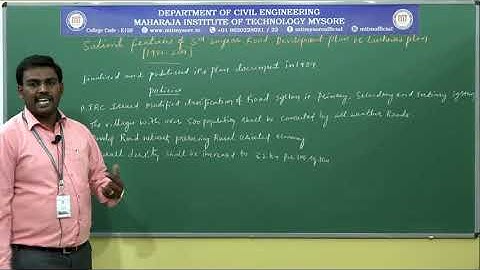 Salient Features of 3rd 20 Year Road Development Plan and Numerical/5/Module 1/18CV56 / Session 6