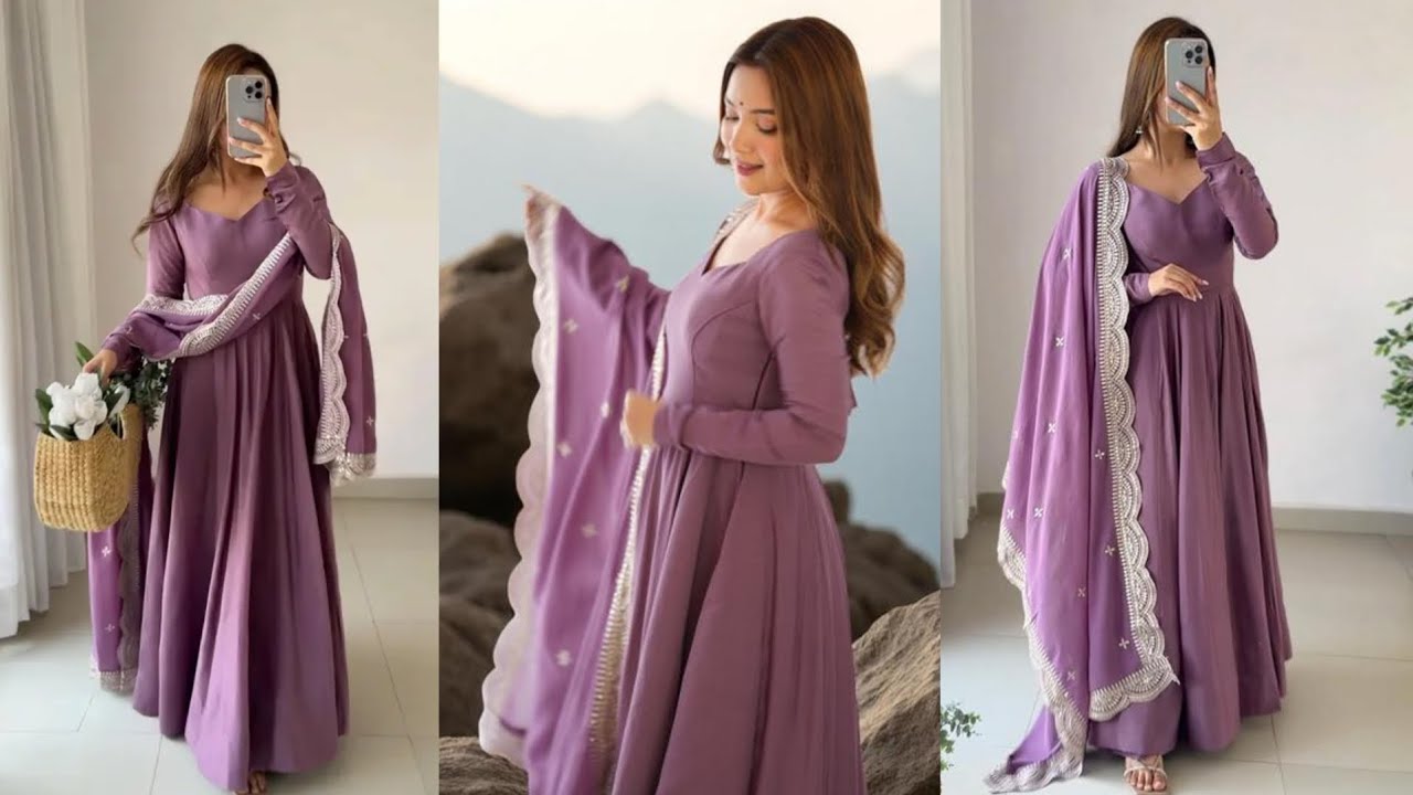 (Meesho tending outfit) princess cut long gown cutting and stitching 