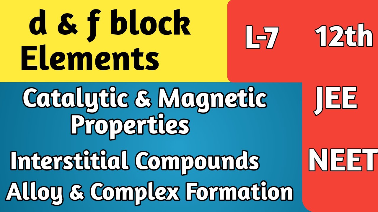 Class 12 d block elements| Catalytic & Magnetic Properties| Interstitial compound & alloy formation