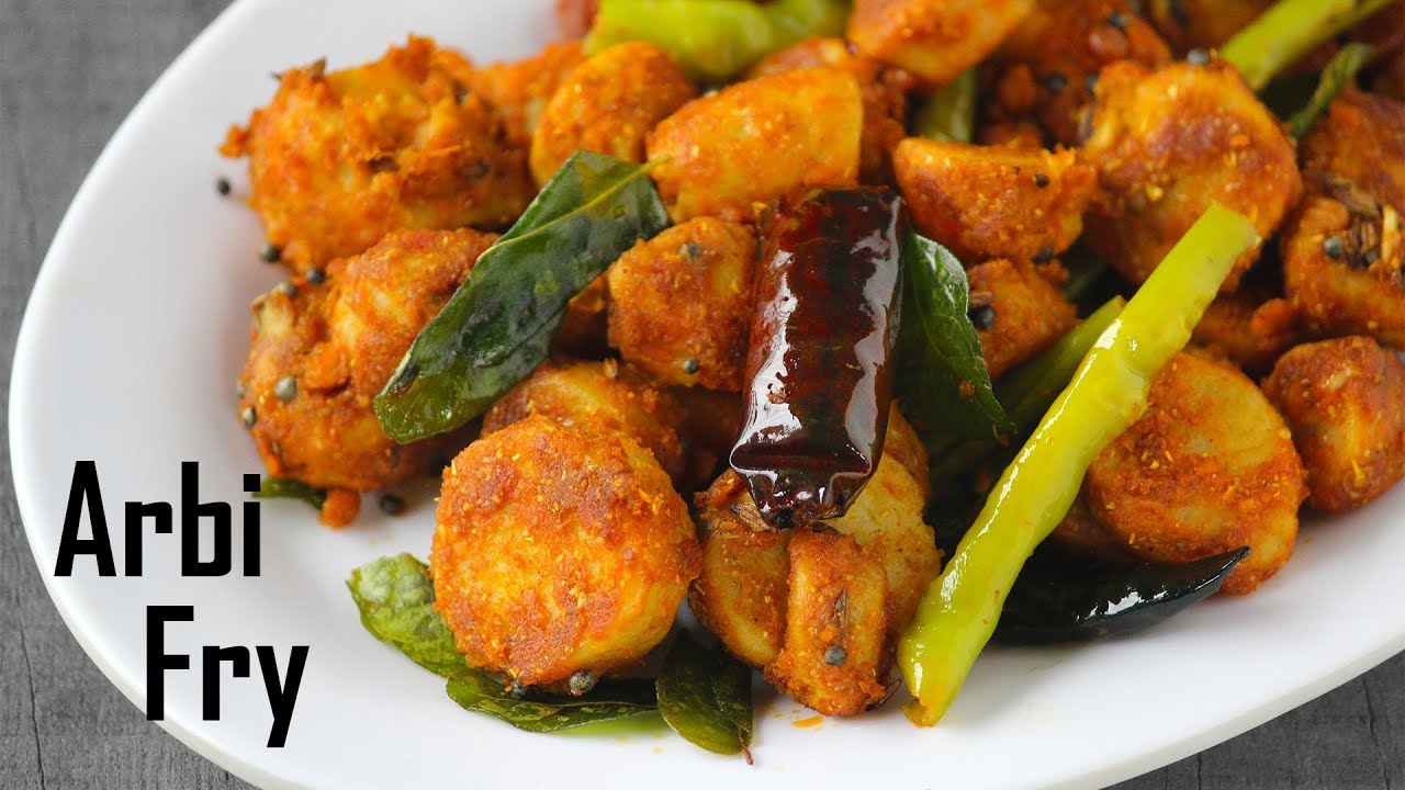 Arbi Fry Recipe-Colocasia/Chamagadda Fry Recipe-చామగడ్డ వేపుడు
