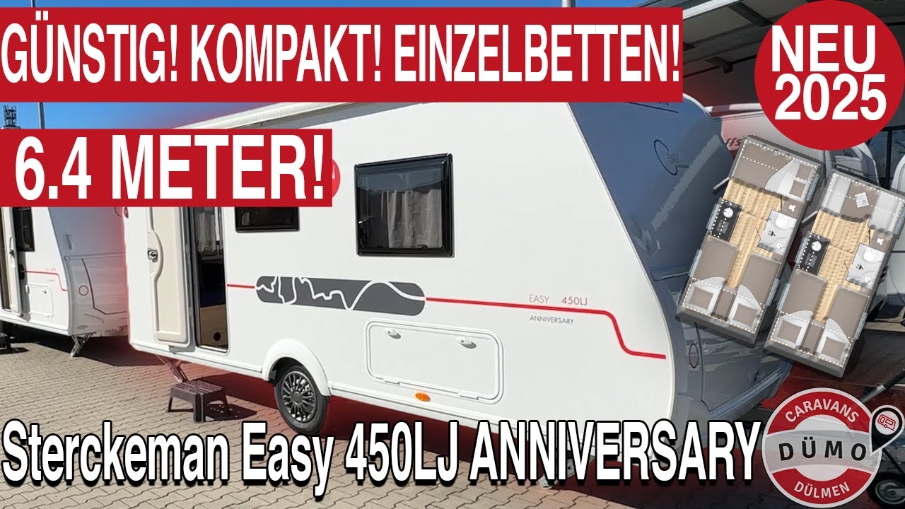 Wahnsinn! KOMPAKT! EINZELBETTEN! 6.40 Meter! Sterckeman Easy 450LJ Anniversary
