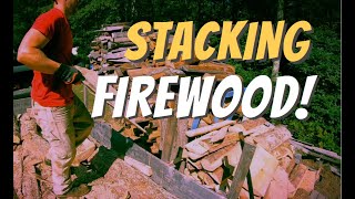 STACKING A TRAILER LOAD OF FIREWOOD!