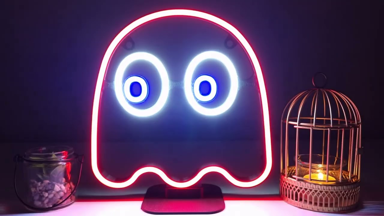 PacMan Ghost Decor LED Insegna al neon #pacman #gaming #giochi