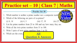 Practice set 10 class 7 maths | Chapter 3 HCF and LCM | Std 7 Maharashtra State Board