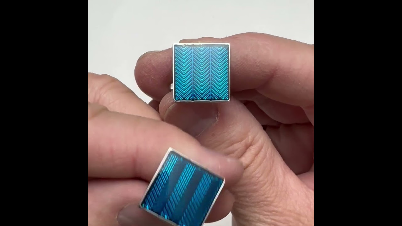 Blue Stripes Cufflinks Light Blue Dark Blue Repp Stripes Cuff Links 