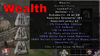 Diablo II Resurrected Rune Words - Wealth (Lem Ko Tir) Diablo II Resurrected Rune Words - Wealth (Lem Ko Tir)