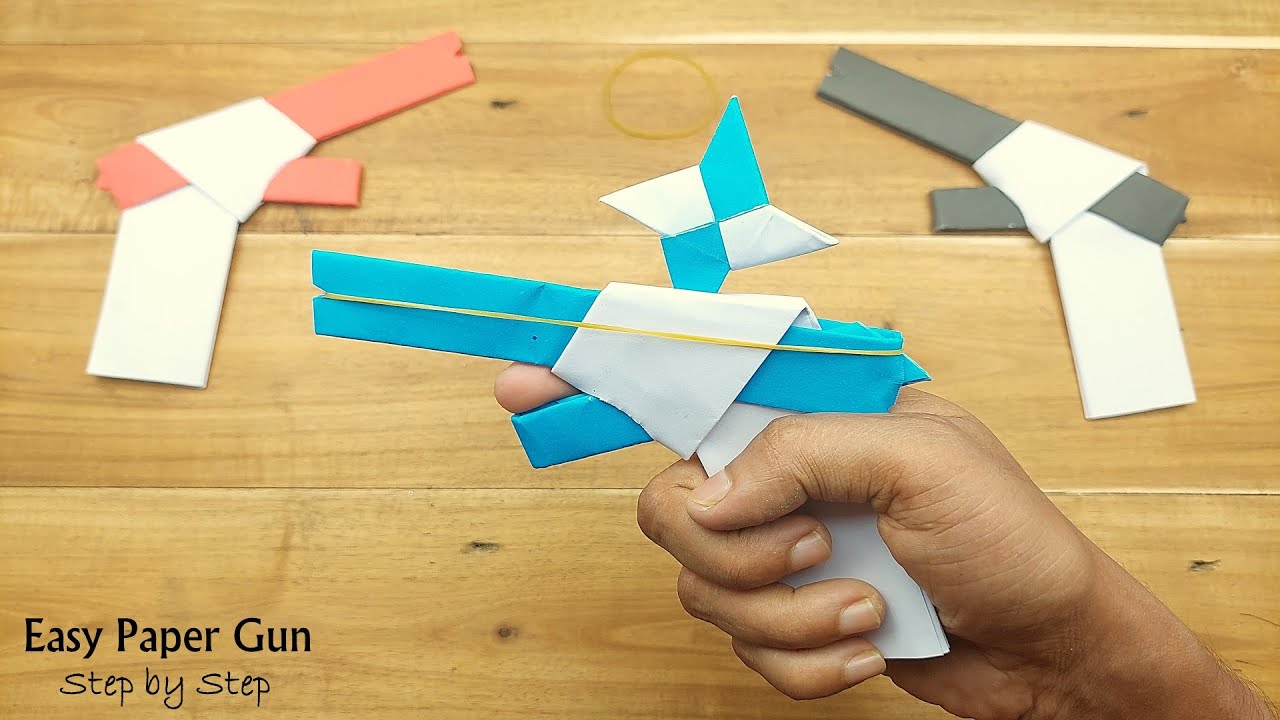 How to Make Rubber Band Paper Gun | Paper Toy Gun Making That Go Very ...