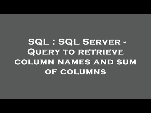 SQL : SQL