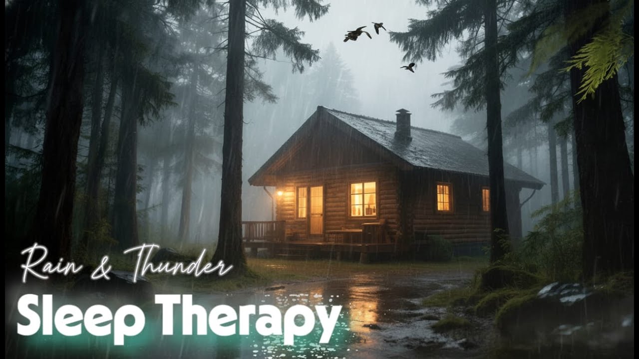 ⛈️ Heavy Rain & Thunder Sounds at Night Warm Cabin Escape Deep Sleep ...