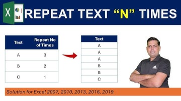 Repeat Values N Number of Times in Excel 2013 | Excel 2016
