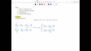 Calculus III - Functions of Several Variables - Maximum and Minimum Problems - 3.7.1