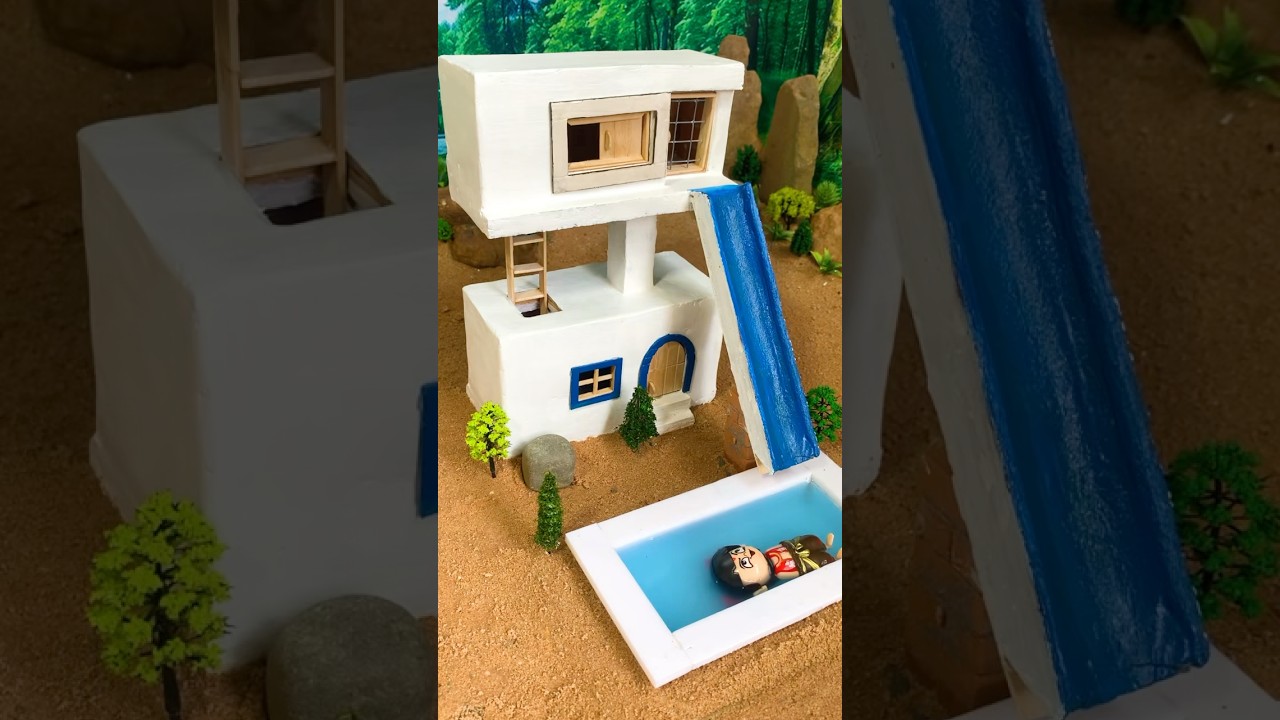 Hi I Build Luxury House How To Build Mordern 2Story Luxury House with Water Slide 