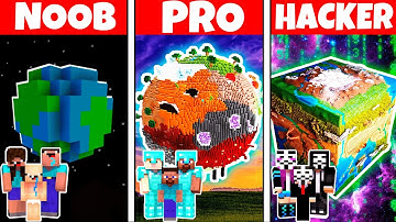 PLANET BASE HOUSE BUILD CHALLENGE - Minecraft Battle: NOOB vs PRO vs HACKER / Animation