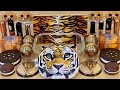 ASMR 🐯Slime Mixing🐯 TIGER 🐯makeup, Eyeshadow, 🐯gli tter into 🐯slime. 🐯Satisfying slime 🐯video🐯