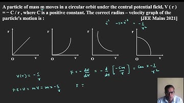 A particle of mass m moves in a circular orbit under the central potential field, V(r) = − C/r